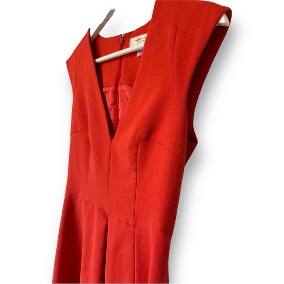 FRENCH CONNECTION BLOOD ORANGE V-NECK SLEEVELESS A-LINE COCKTAIL DRESS SIZE 2 - Picture 2 of 6